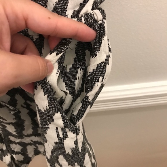 J. Crew Ikat Tie Waist Romper Small black white linen - Picture 7 of 11